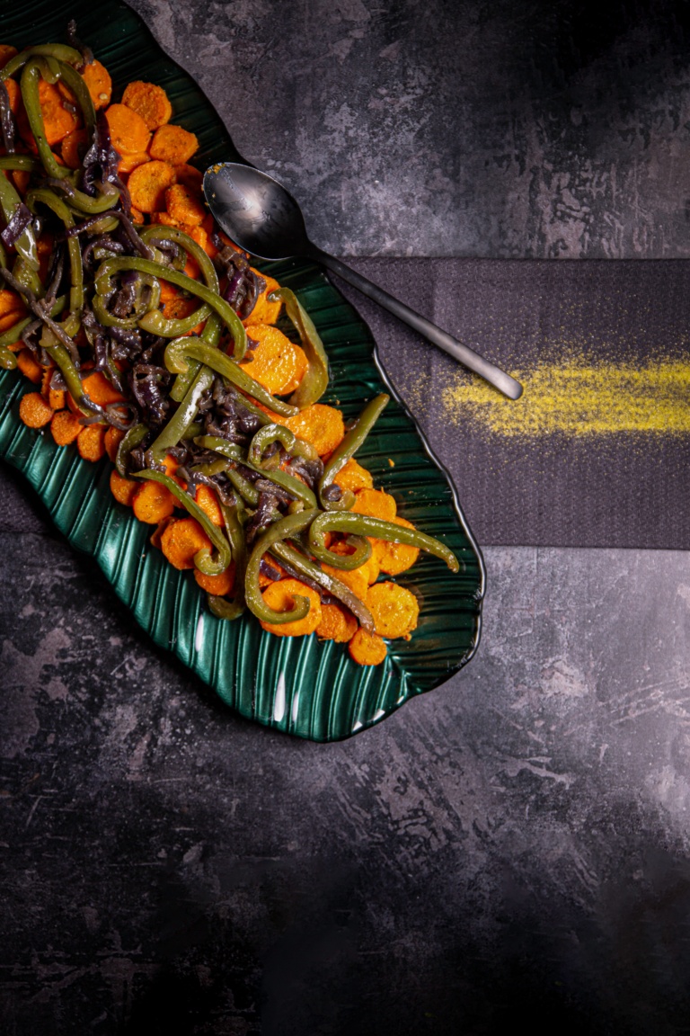 Spiced Carrot Salad with Green Pepper & Onion 'Locusts'